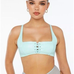 Savage X Fenty Queen of the Galaxy Bralette Size XL Laced Front Croc Print Date‎